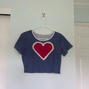 thrifted navy cropped baby tee